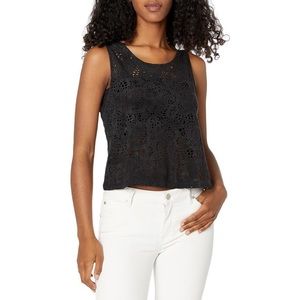 BB Dakota Women's Tasia Eyelet Faux Suede Black Top - Medium - New With Tags